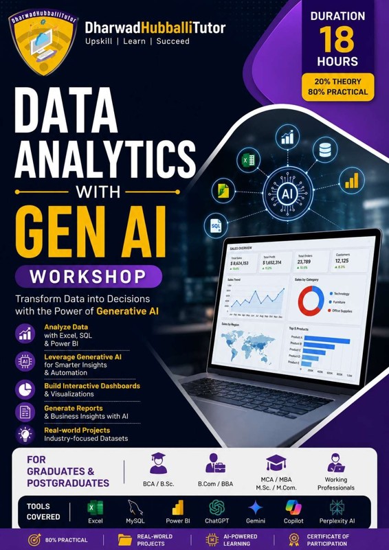 Data Analytics with Generative AI course training in Dharwad